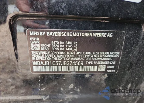 2018 BMW 530Xe z USA, uszkodzony, nr VIN WBAJB1C57JB374569